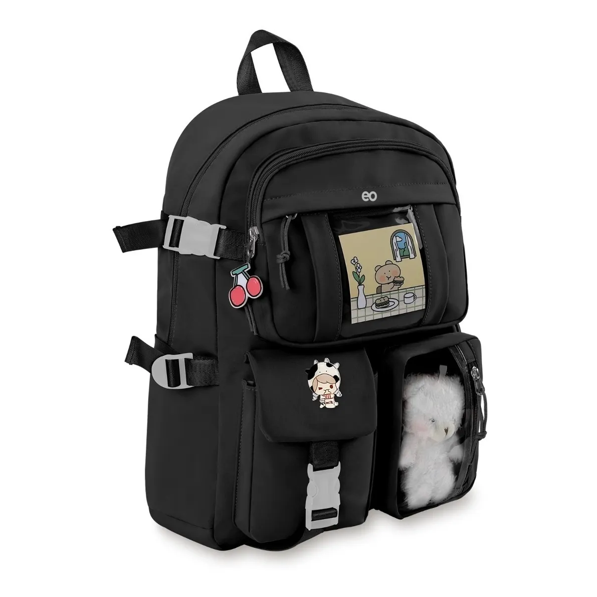 Foto 2 pulgar | Mochila Para Niños Gran Capacidad Escolar Con Lindo Muñeco Eo Safe Imports Esi-20420 Negro