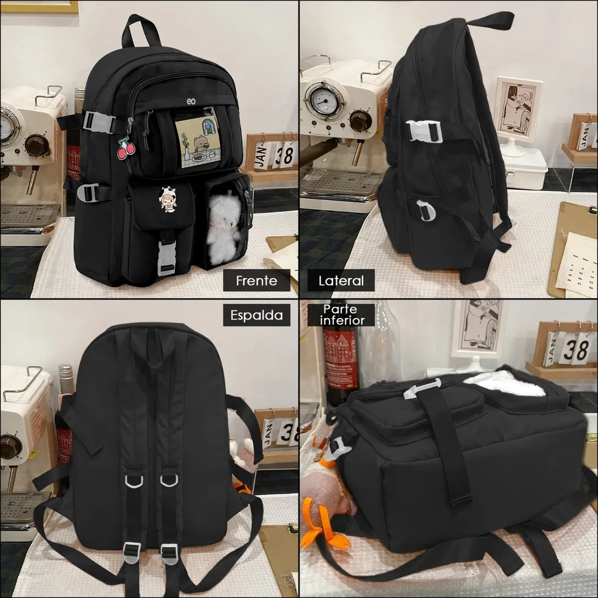 Foto 4 | Mochila Para Niños Gran Capacidad Escolar Con Lindo Muñeco Eo Safe Imports Esi-20420 Negro
