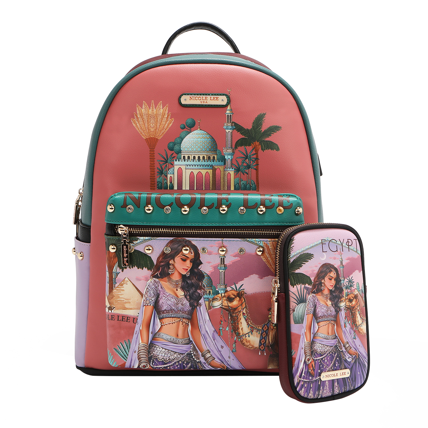 Foto 3 pulgar | Mochila Nicole Lee Print Porta Laptop Queen Cleopatra