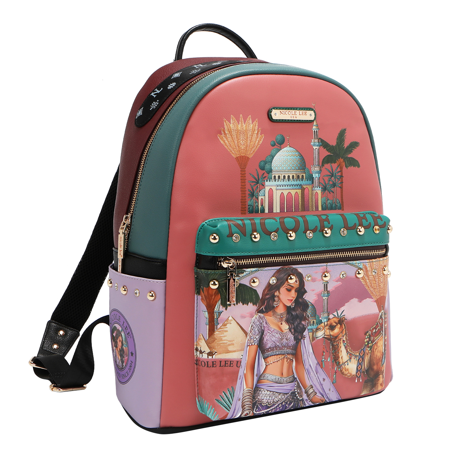 Foto 4 pulgar | Mochila Nicole Lee Print Porta Laptop Queen Cleopatra