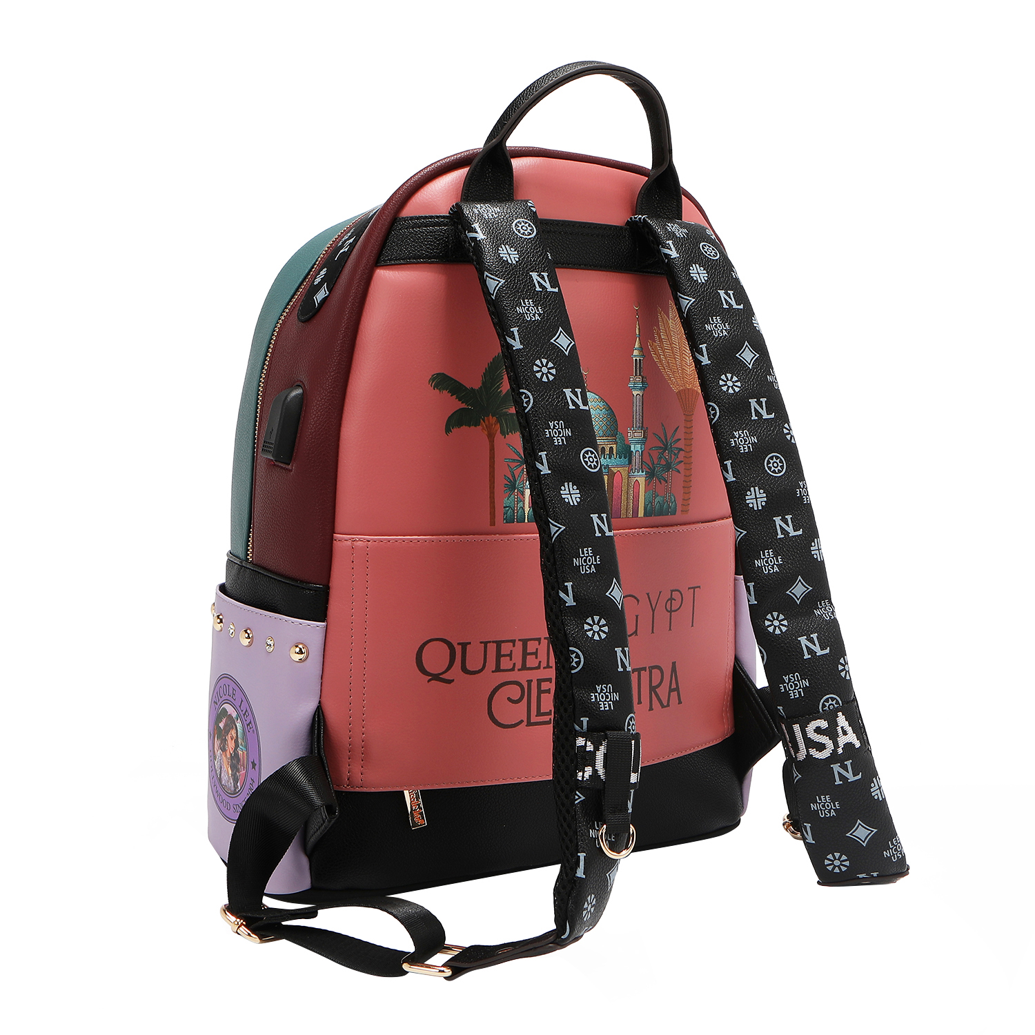 Foto 5 pulgar | Mochila Nicole Lee Print Porta Laptop Queen Cleopatra