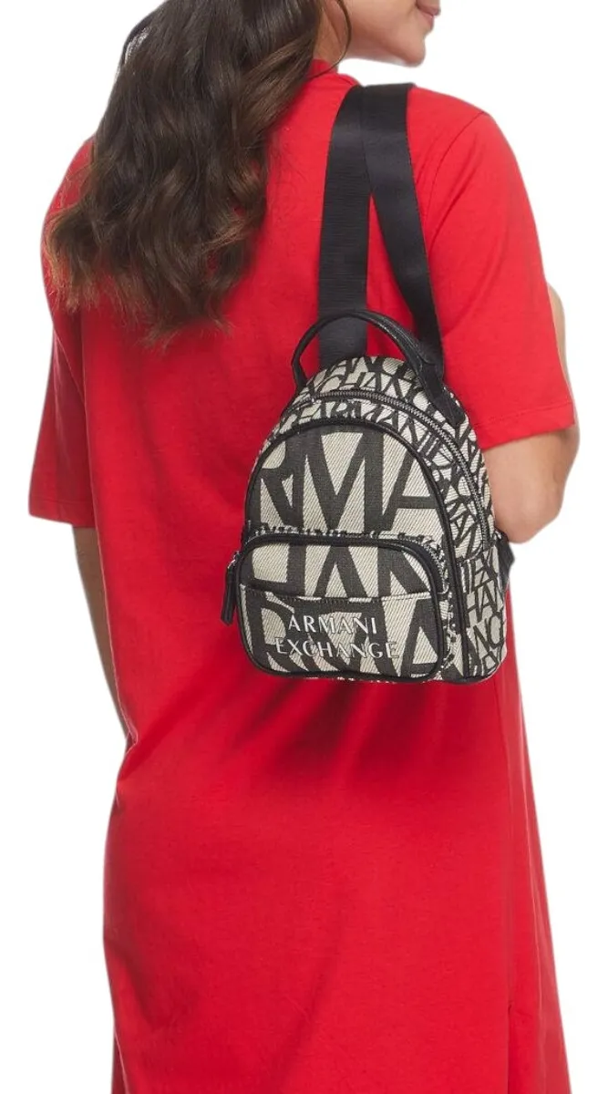 Foto 3 pulgar | Mochila Armani Exchange Bolso Monograma Moda Mujer Pequeña Y Práctica Original