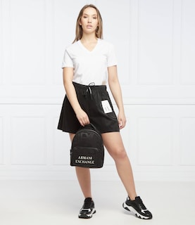 Foto 2 | Mochila Armani Exchange Bolso Monograma Logo Negro Para Mujer Pequeña Y Práctica