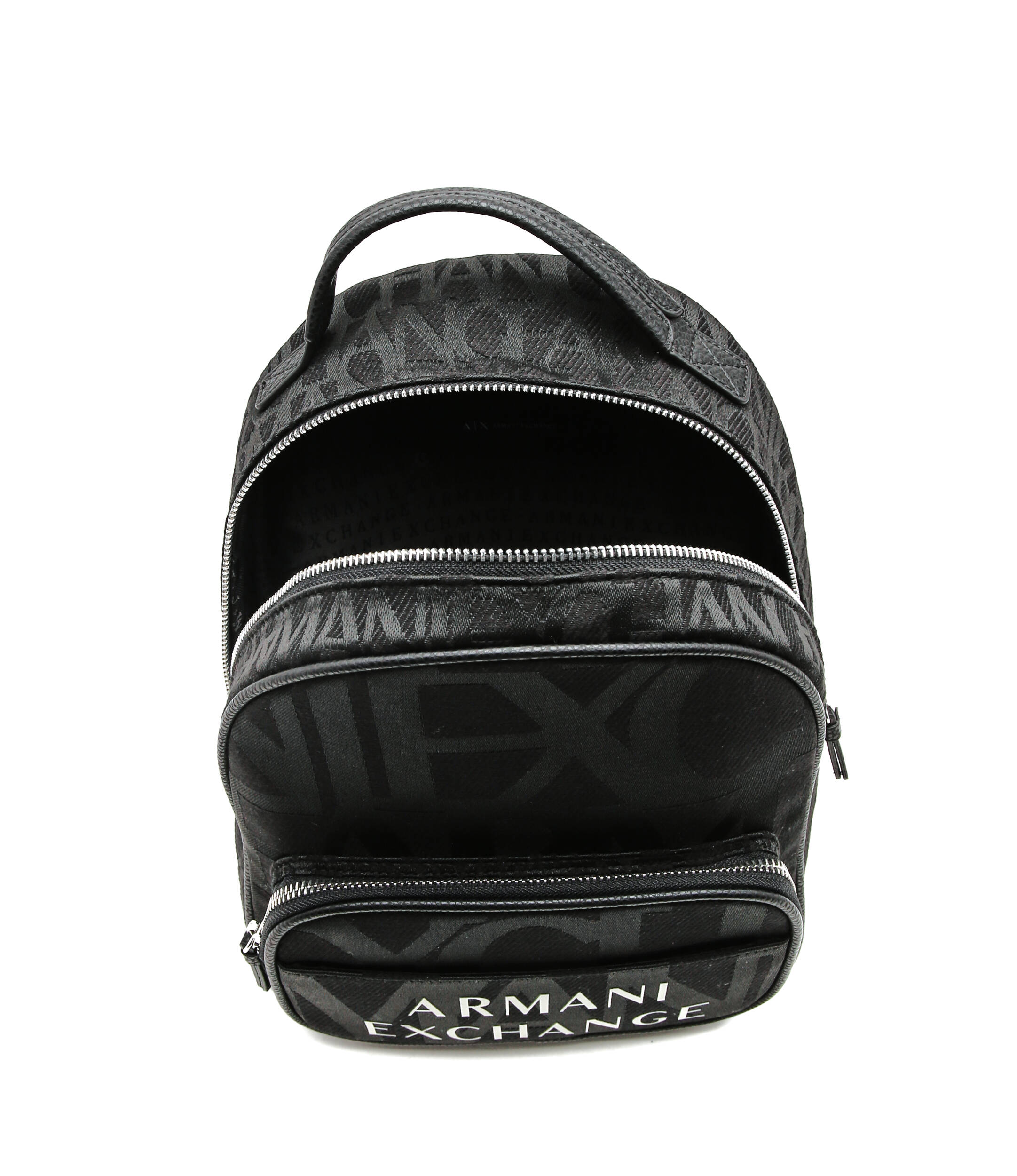 Foto 7 pulgar | Mochila Armani Exchange Bolso Monograma Logo Negro Para Mujer Pequeña Y Práctica
