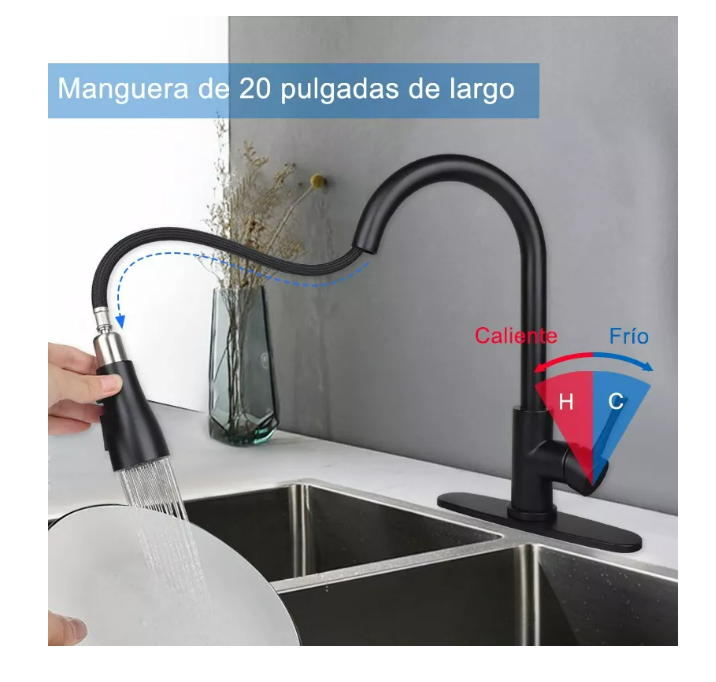 Foto 4 pulgar | Grifo Monomando Wünd  Llave Fregadero Mezcladora Cocina  Color Negro Mate