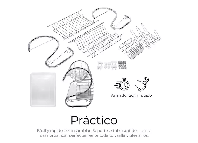 Foto 4 pulgar | Escurridor Xtellar De Cubiertos De Cocina Trastes Cromado Moderno