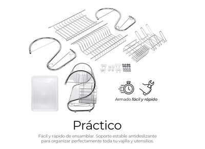 Foto 3 | Escurridor Xtellar De Cubiertos De Cocina Trastes Cromado Moderno