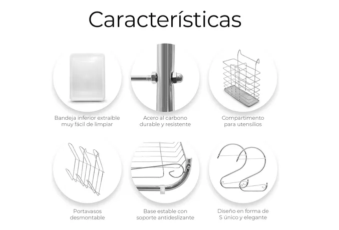 Foto 4 | Escurridor Xtellar De Cubiertos De Cocina Trastes Cromado Moderno