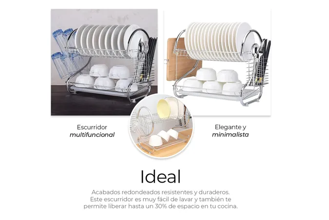 Foto 6 pulgar | Escurridor Xtellar De Cubiertos De Cocina Trastes Cromado Moderno