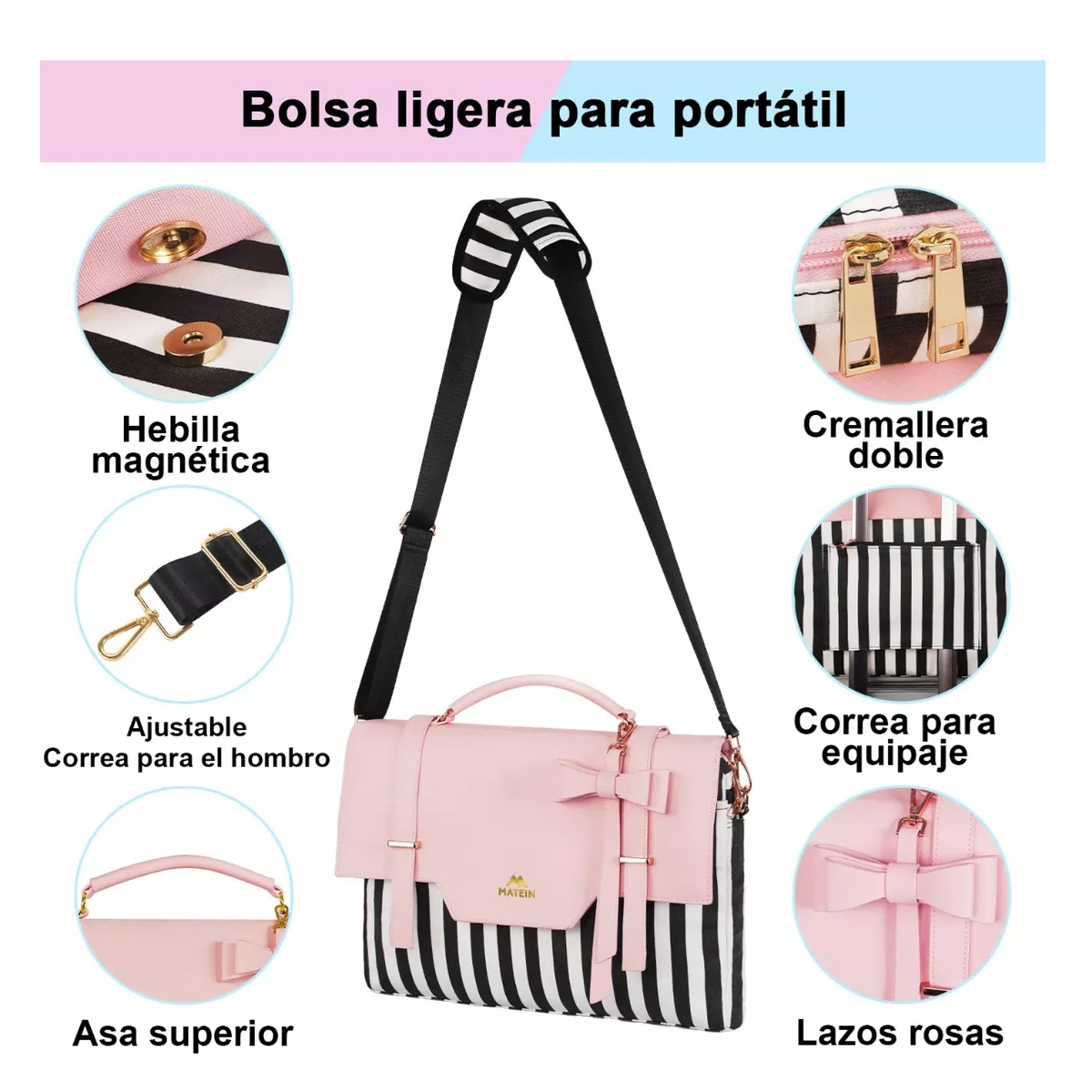 Foto 3 pulgar | Maletín Crossbody para Laptop 15.6 " Rosa para Mujer