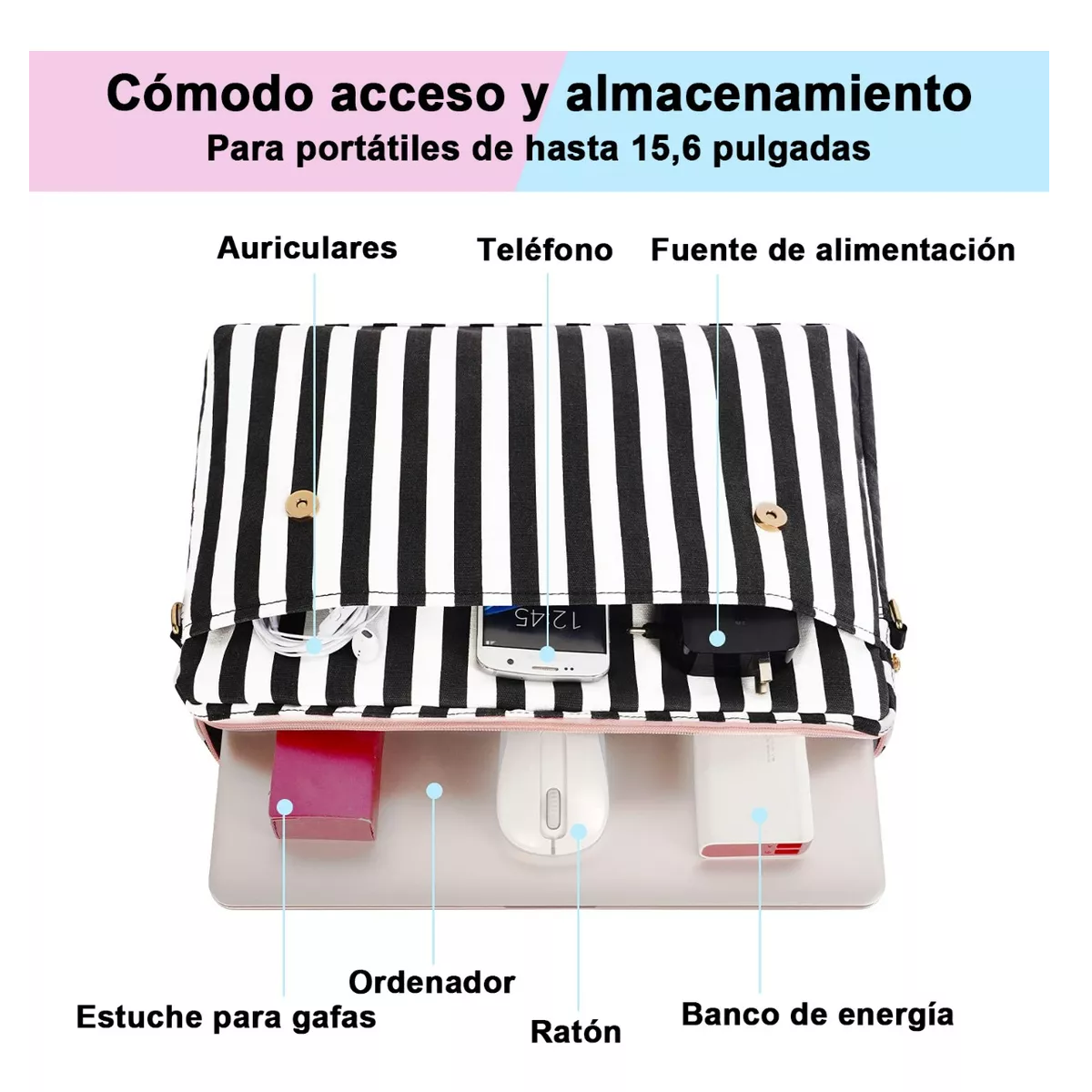 Foto 4 pulgar | Maletín Crossbody para Laptop 15.6 " Rosa para Mujer