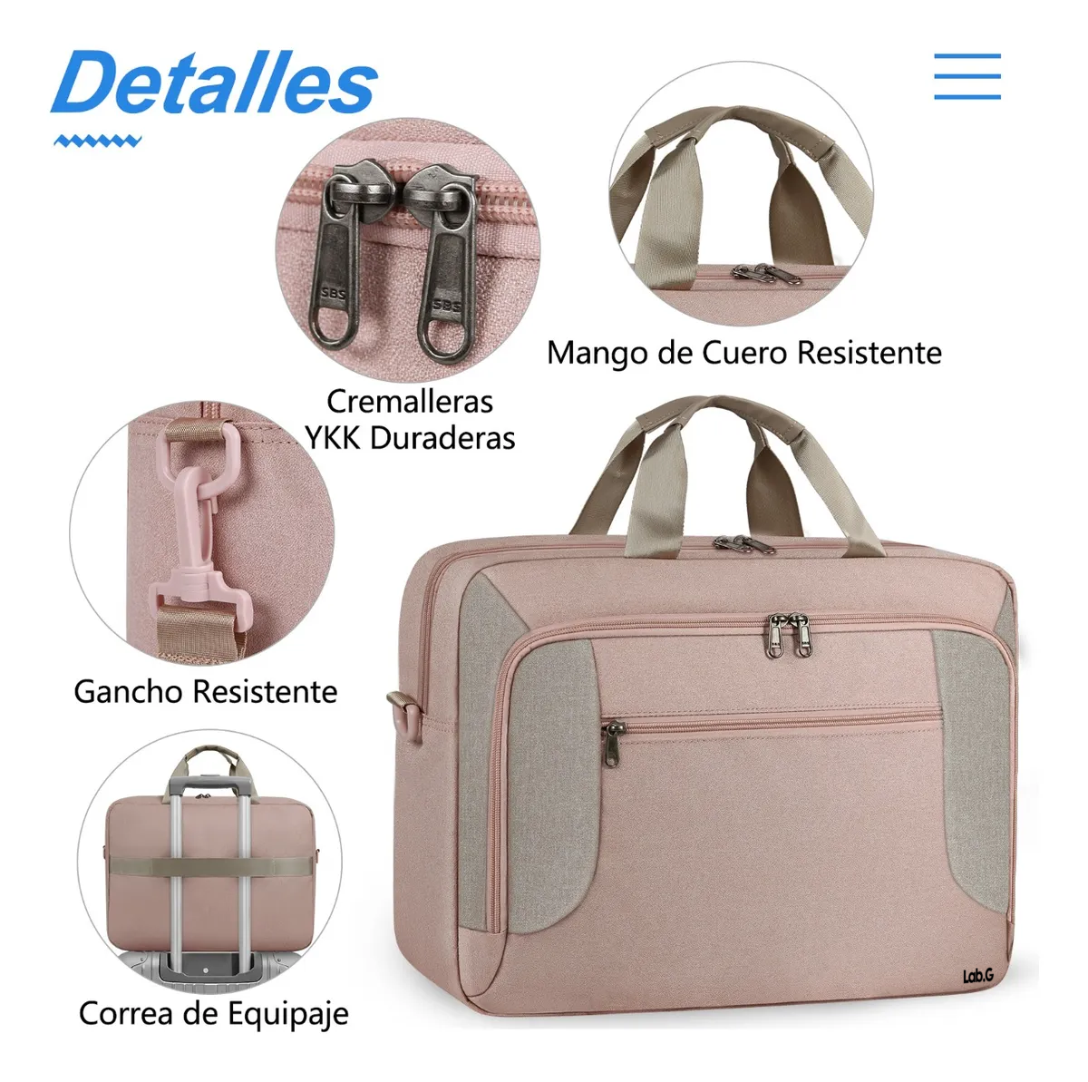 Foto 3 pulgar | Impermeable Bolsa Lab.g Maletín Para Laptop De 15.6 Pulgadas Rosa