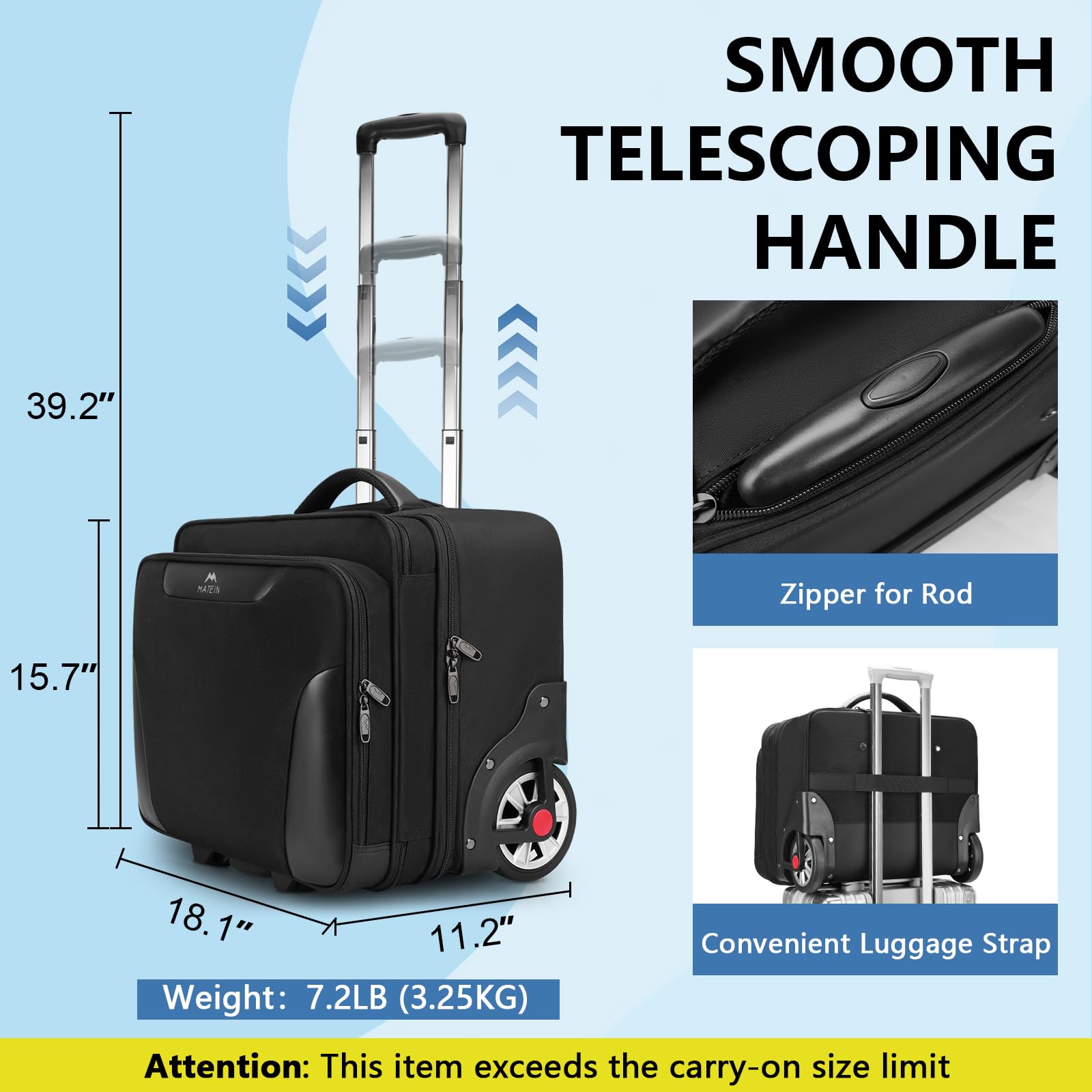 Foto 4 | Maletín Rodante Matein Para Hombre Con Ruedas Para Portátil De 17 3'' - Venta Internacional.