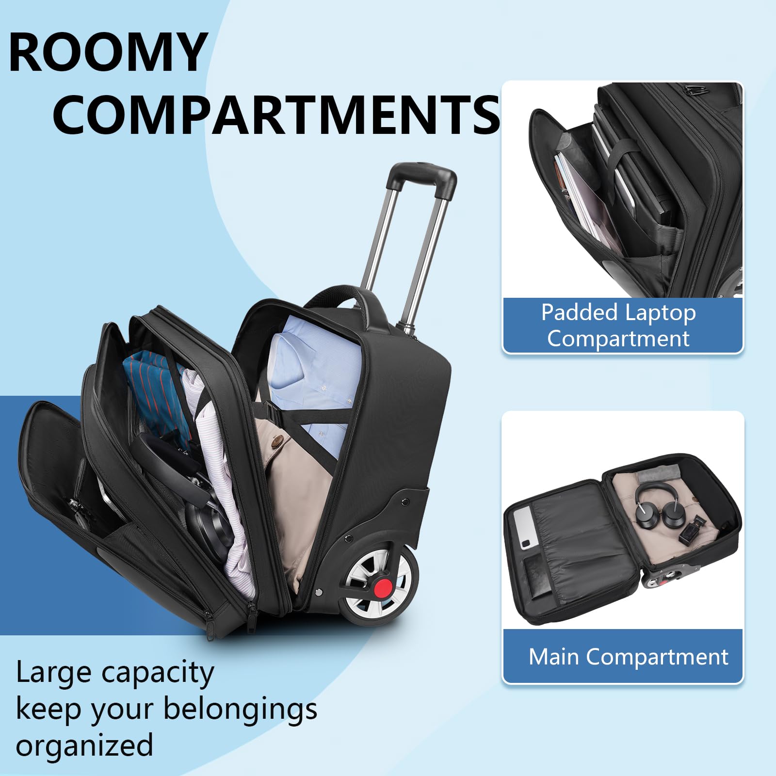 Foto 5 | Maletín Rodante Matein Para Hombre Con Ruedas Para Portátil De 17 3'' - Venta Internacional.