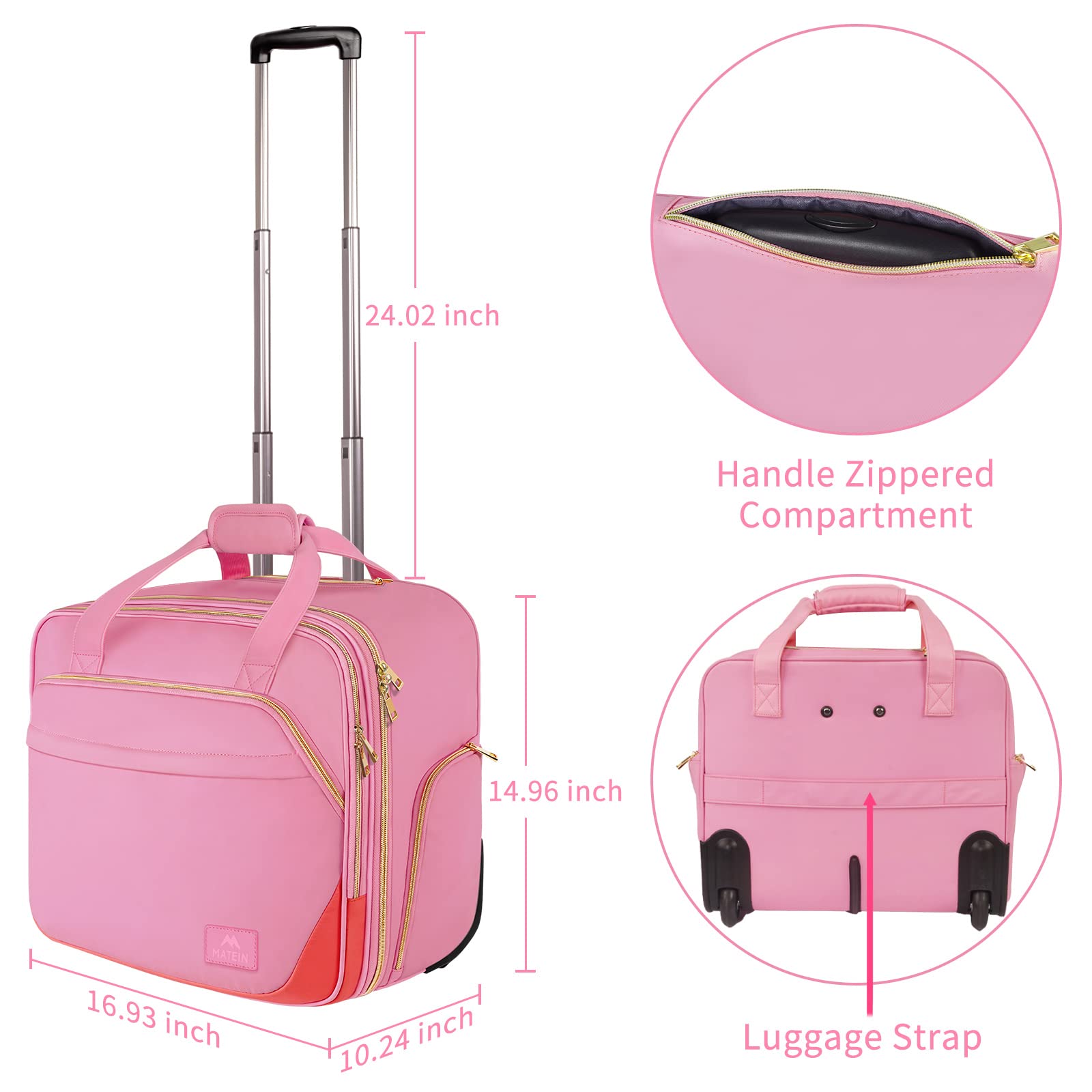 Foto 2 | Maletín Enrollable Matein Para Mujer  Portátil Grande De 17 Pulgadas  Rosa - Venta Internacional.