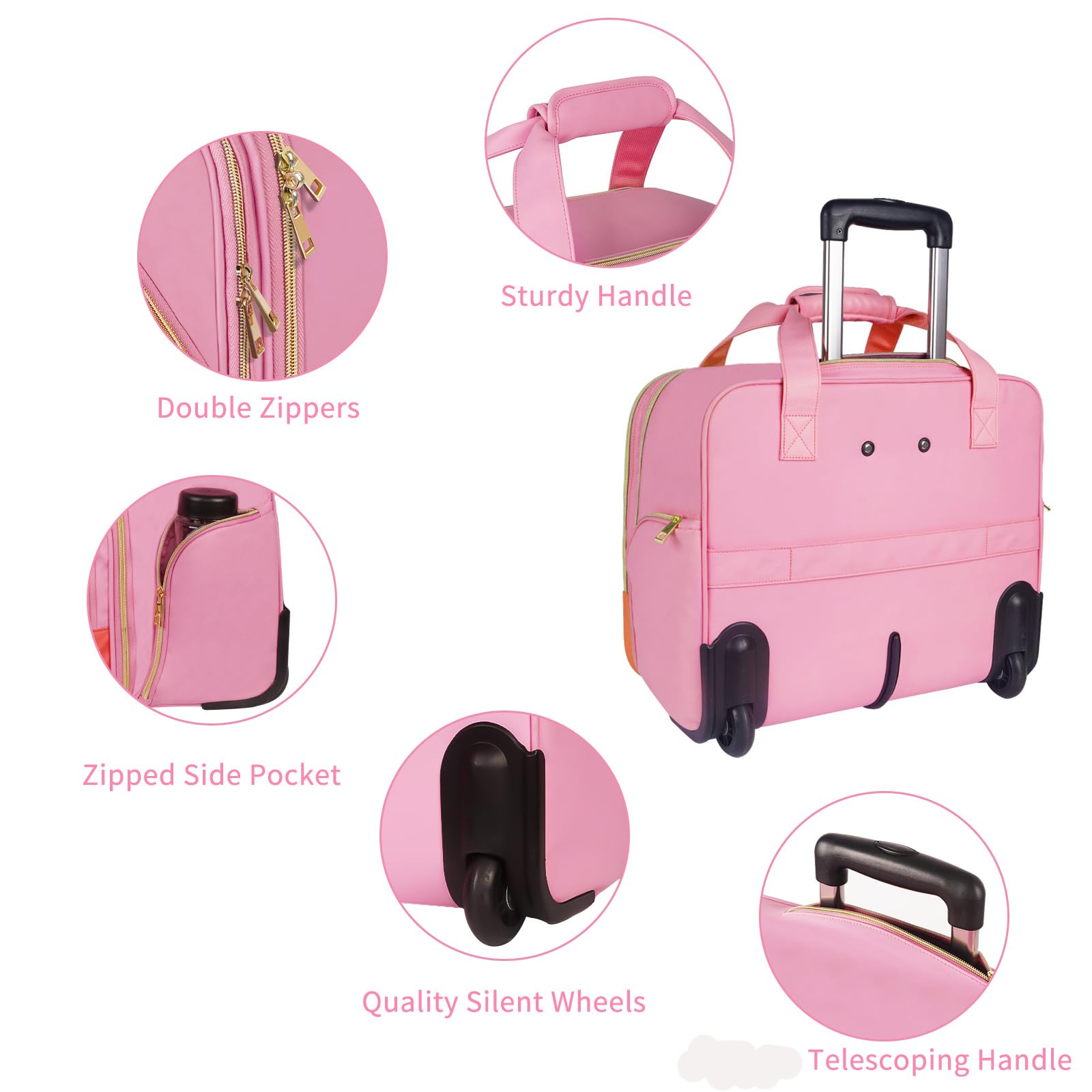 Foto 4 | Maletín Enrollable Matein Para Mujer  Portátil Grande De 17 Pulgadas  Rosa - Venta Internacional.