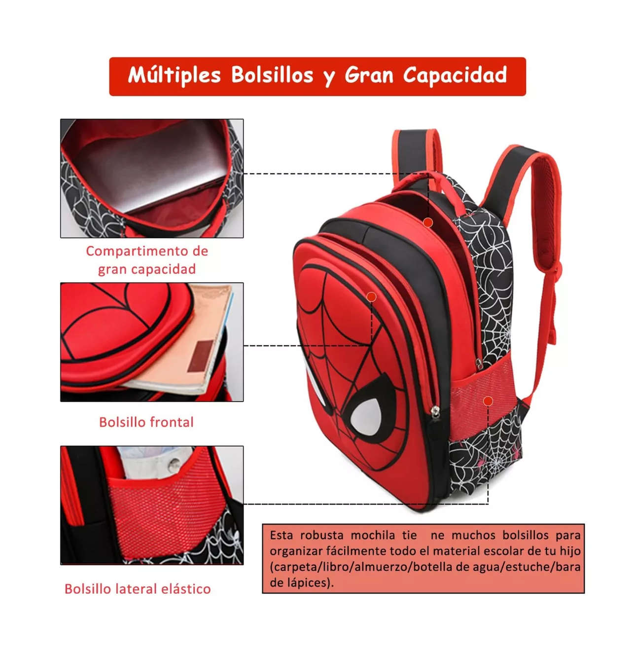 Foto 4 pulgar | Mochila Preescolar Spider Man 3d y Estuchera Belug color Negro