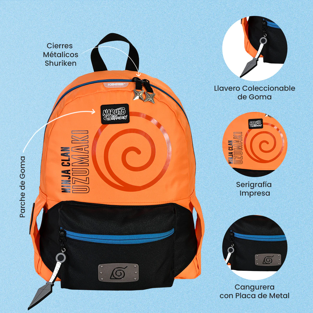 Foto 4 pulgar | Mini Mochila Naruto Uzumaki con Cangurera Desmontable Edición Limitada