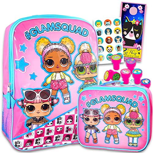 Venta Internacional - Mochila Lol Doll Y Lonchera Niñas - Conjunto 5 Piezas Escolar Lol De 16'', Calcomanías Y