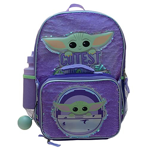 Foto 3 pulgar | Venta Internacional - Set Mochila Disney Mandalorian Baby Yoda Niñas 4 Piezas, Lentejuelas Reversibles, Bolsillo