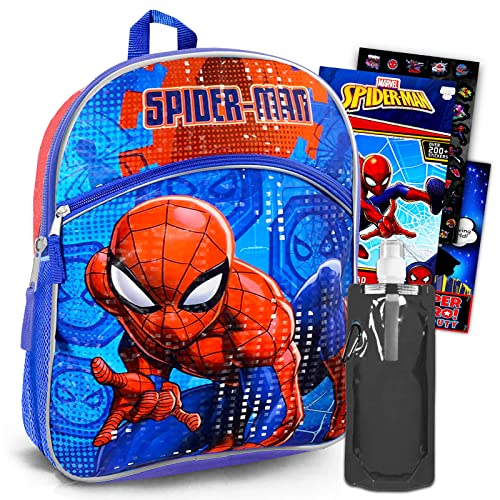 Venta Internacional - Tienda Marvel, Mochila Niños Spiderman 4 Piezas: Mochila Lujo 16'' Spiderman, Bolsa Agua,