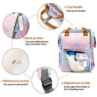 Foto 3 | Venta Internacional - Mochila Cambiadora Pañales Sirena, Bolso Cuidado Bebé Impermeable, Bolso Viaje Mujeres Cambio