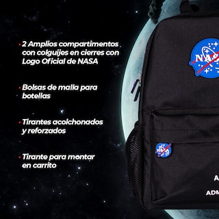Foto 5 | Techzone Mochila Escolar Logo Oficial De Nasa, 4 Amplios Compartimentos Con Bolsos Laterales De Malla