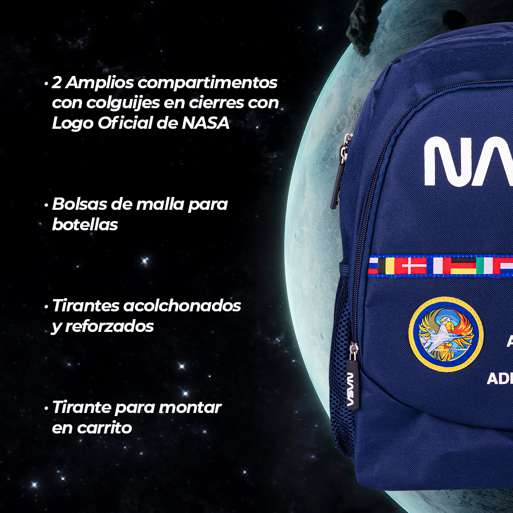 Foto 6 pulgar | Techzone Mochila Escolar Diseño Project Nasa Oficial Dos Amplios Compartimentos Con Bolsas Laterales De Malla