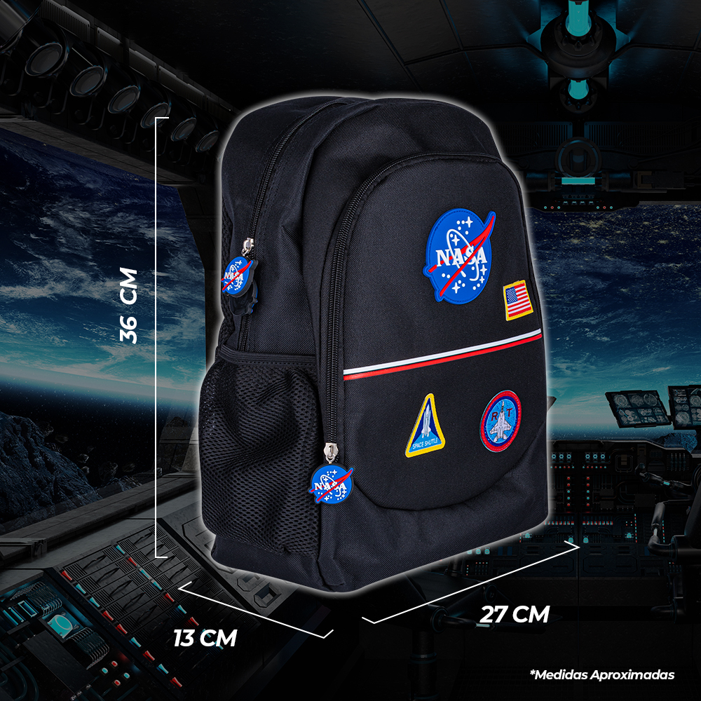 Foto 6 | Techzone Mochila Escolar Logo Nasa Oficia Diseño Vintagel Dos Amplios Compartimentos Y Bolsas Laterales De Malla