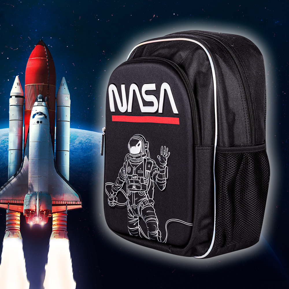 Foto 7 | Techzone Mochila Escolar Nasa Con Astronauta Minimalista 3d, 2 Amplios Compartimentos Y Bolsas Laterales De Malla