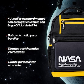 Foto 5 | Techzone Mochila Escolar Logo Oficial De Nasa, 4 Amplios Compartimentos Con Bolsos Laterales De Malla
