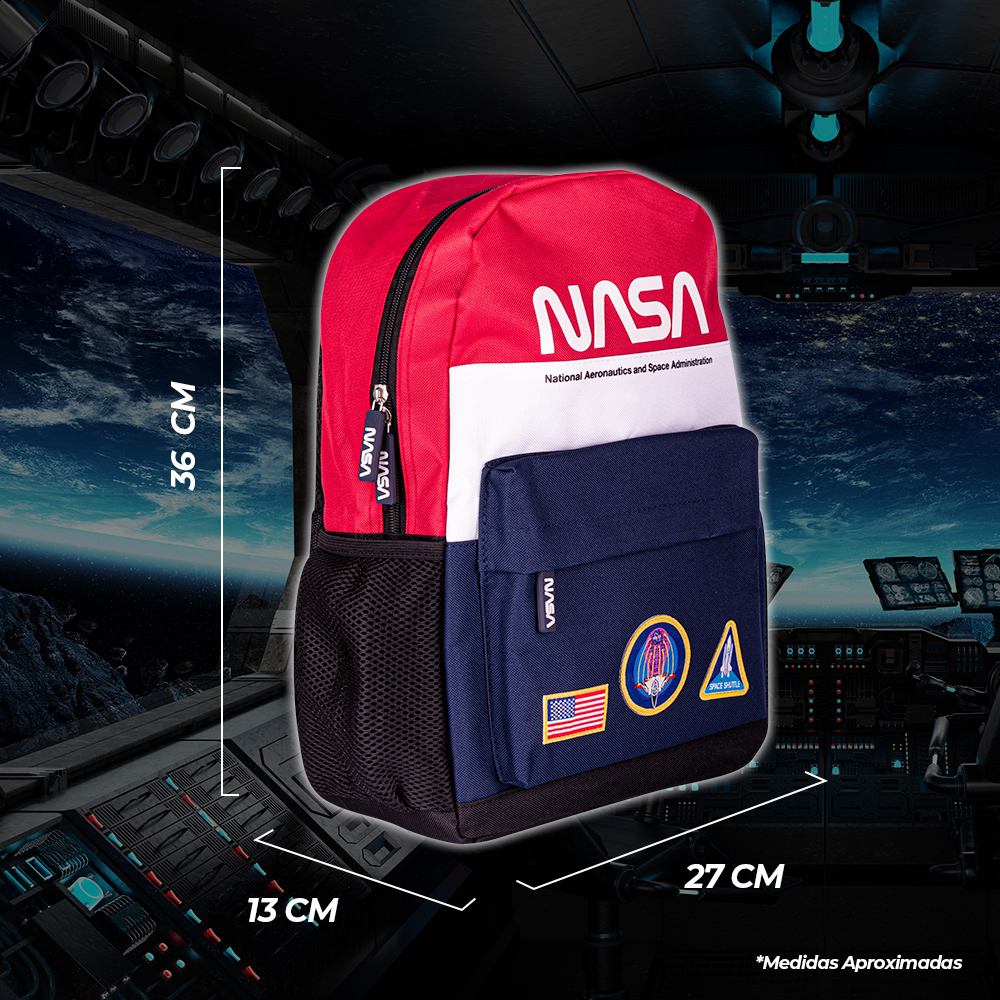 Foto 6 | Techzone Mochila Escolar Nasa Diseño Tricolor Amplio Compartimento Bolso Frontal Y Bolsas Laterales Tirantes Acojinados