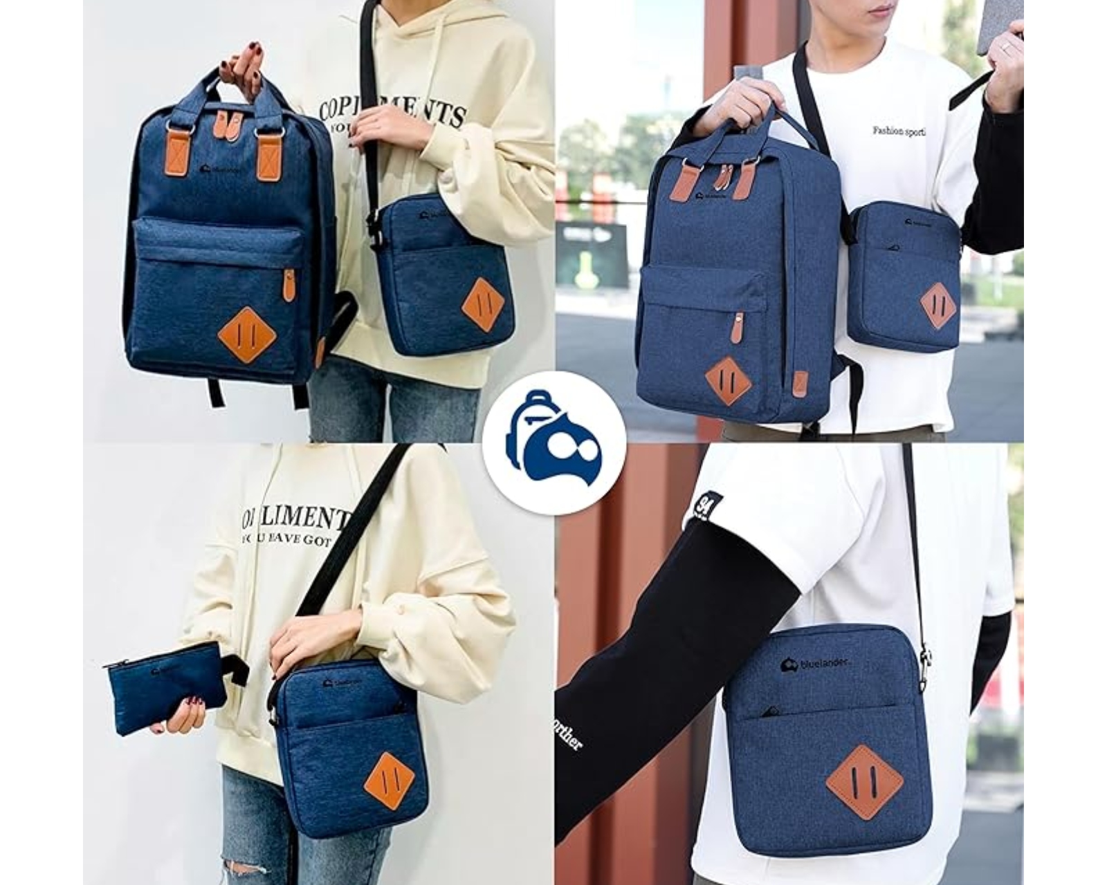 Foto 6 | Mochila Antirrobo Para Laptop Bluelander Mochila 3 En 1 Color Azul Carga Usb Para Power Bank Bolsillos Ocultos Imperme