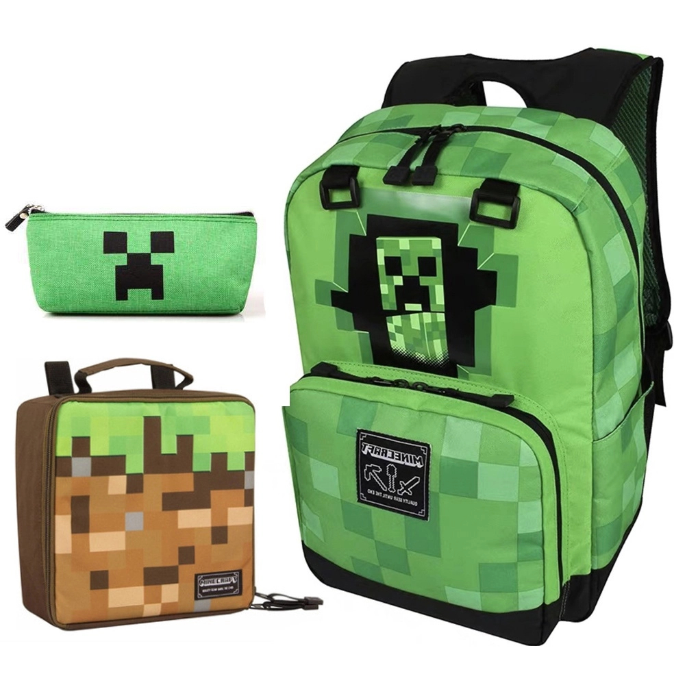 Foto 2 pulgar | Venta Internacional - Mochila Escolar Minecraft + Estuche + Lonchera 3 Piezas