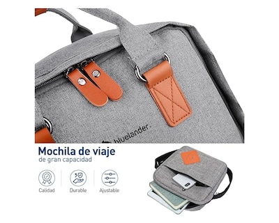 Foto 4 | Mochila Escolar para Laptop Bluelander 3 en 1 color Gris Carga USB para Power Bank Impermeable + Mochila Cruzada + La