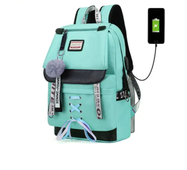 Venta Internacional-Mochila color Azul con Usb