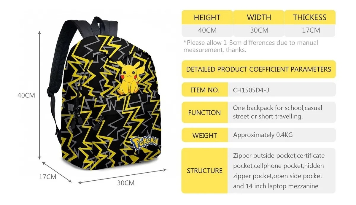 Foto 2 | Venta Internacional-set De Mochila Escolar Y Lonchera Pokémon Pikachu, 3 Piezas