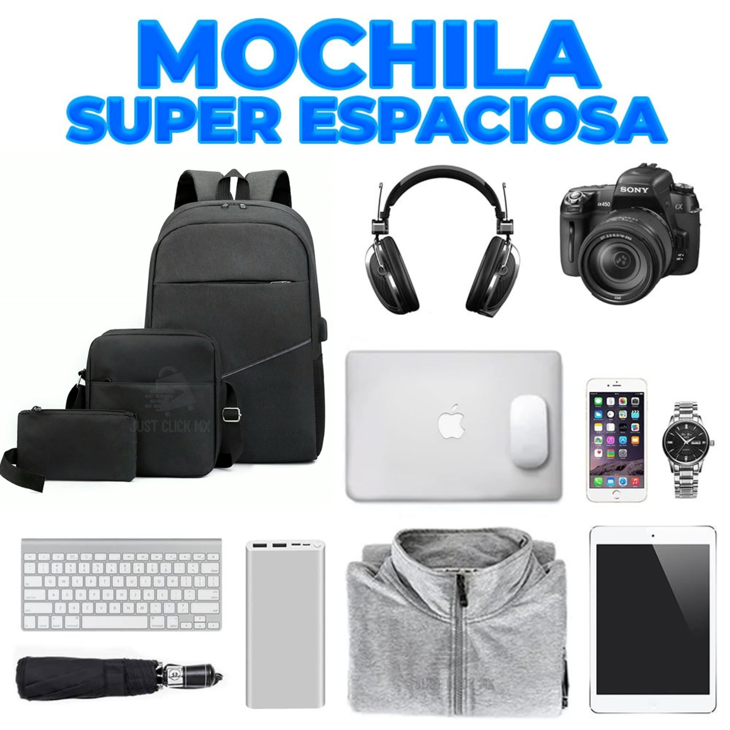 Foto 9 pulgar | Set 3 Mochilas Escolares Con Puerto Usb