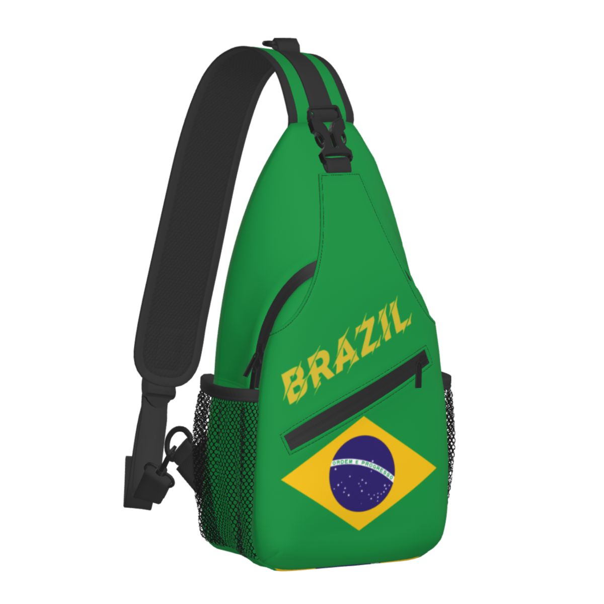 Foto 3 pulgar | Venta Internacional - Mochila Cruzada con Bandera de Brasil Verde