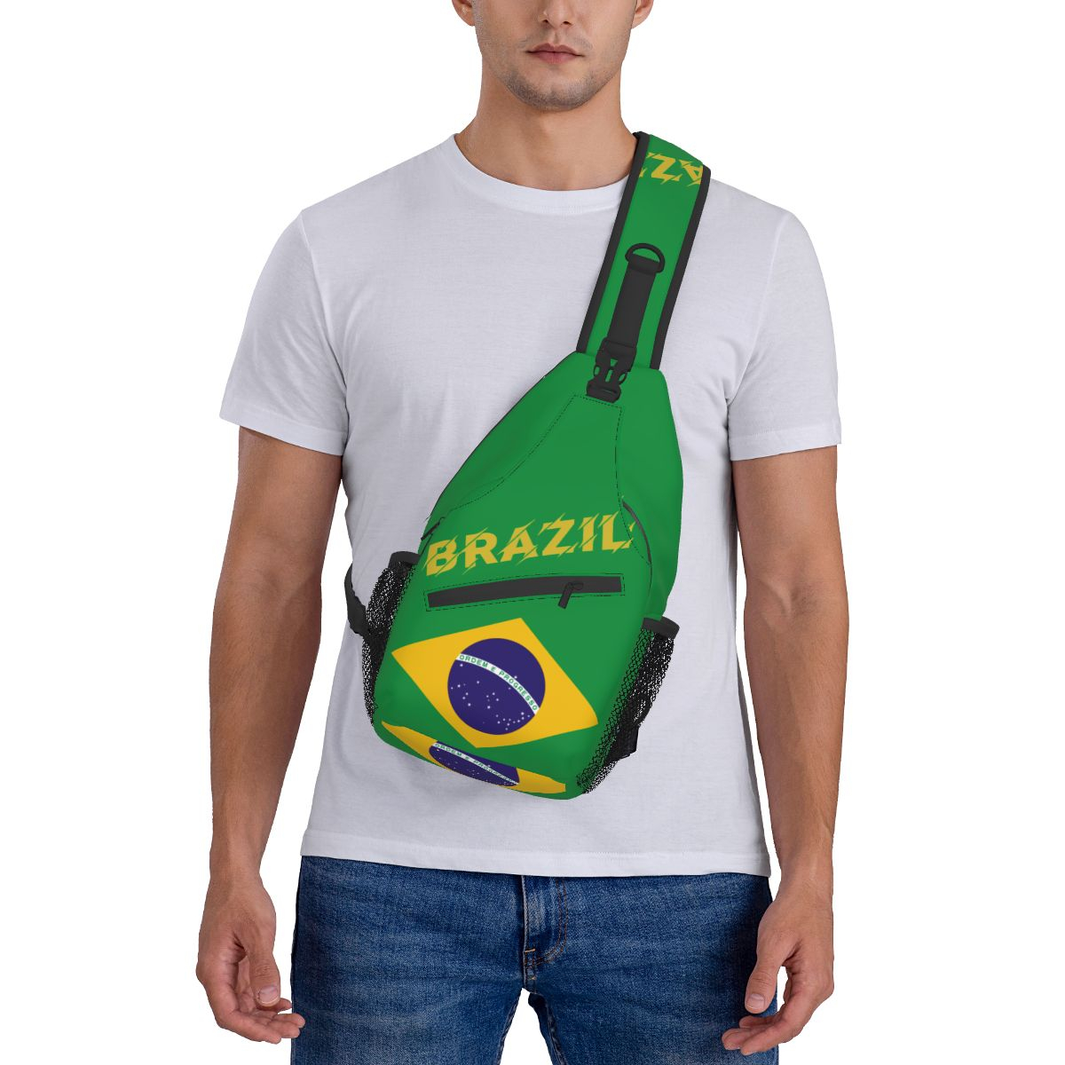 Foto 6 pulgar | Venta Internacional - Mochila Cruzada con Bandera de Brasil Verde