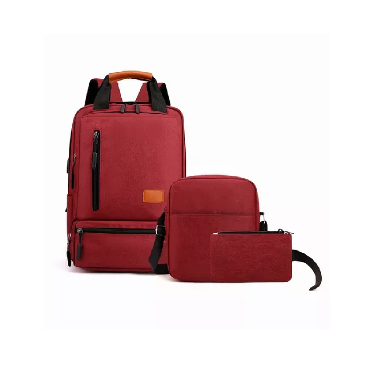 Mochila + Bolsa de Mensajero + Estuche para Lápices Belug Rojos