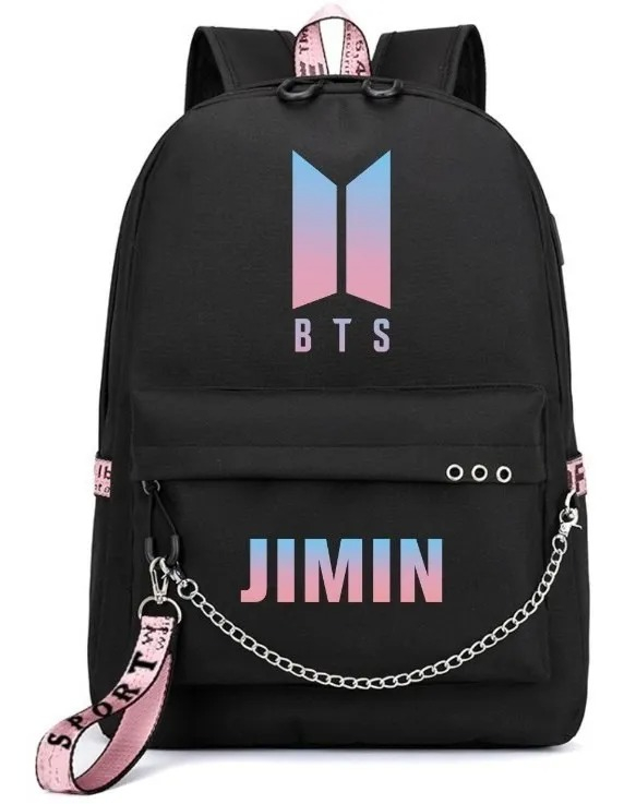 Foto 2 pulgar | Venta Internacional - Mochila de Tela Oxford con Estampado Jimin Bts K-pop