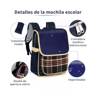Foto 3 | Mochila Bolsa Escolar Impermeable Primaria Azul Marino