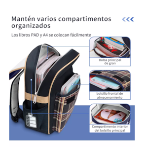 Foto 4 | Mochila Bolsa Escolar Impermeable Primaria Azul Marino