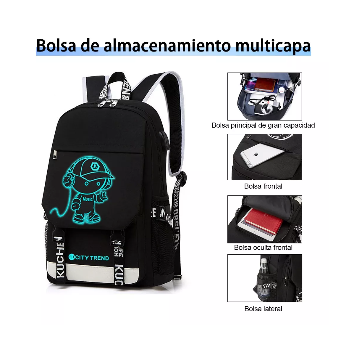 Foto 6 pulgar | Mochila Antirrobo Eskuche Negra