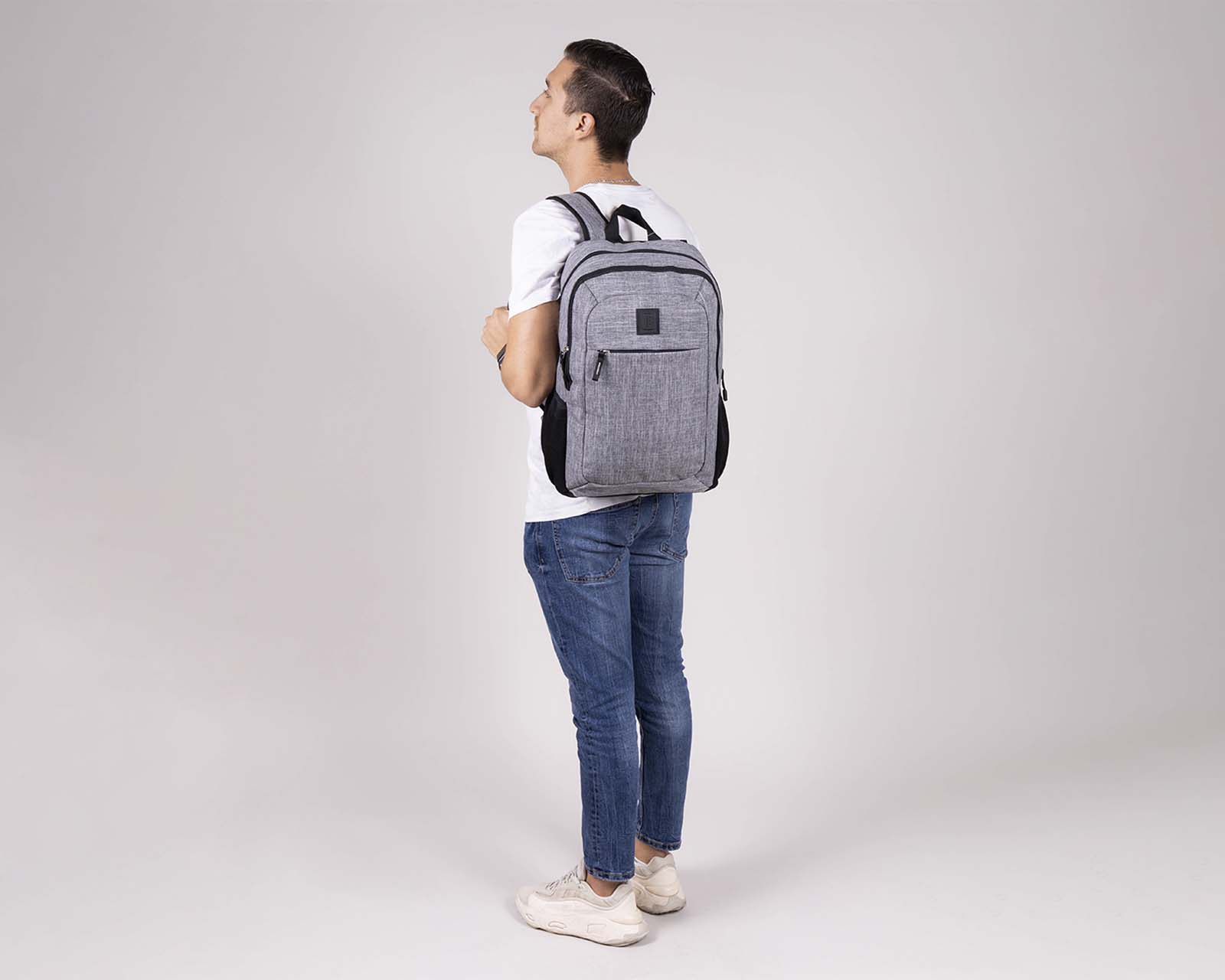 Foto 9 pulgar | Mochila Grande 1818 Unisex Hop Gris Con Porta Laptop De Hasta 15''.