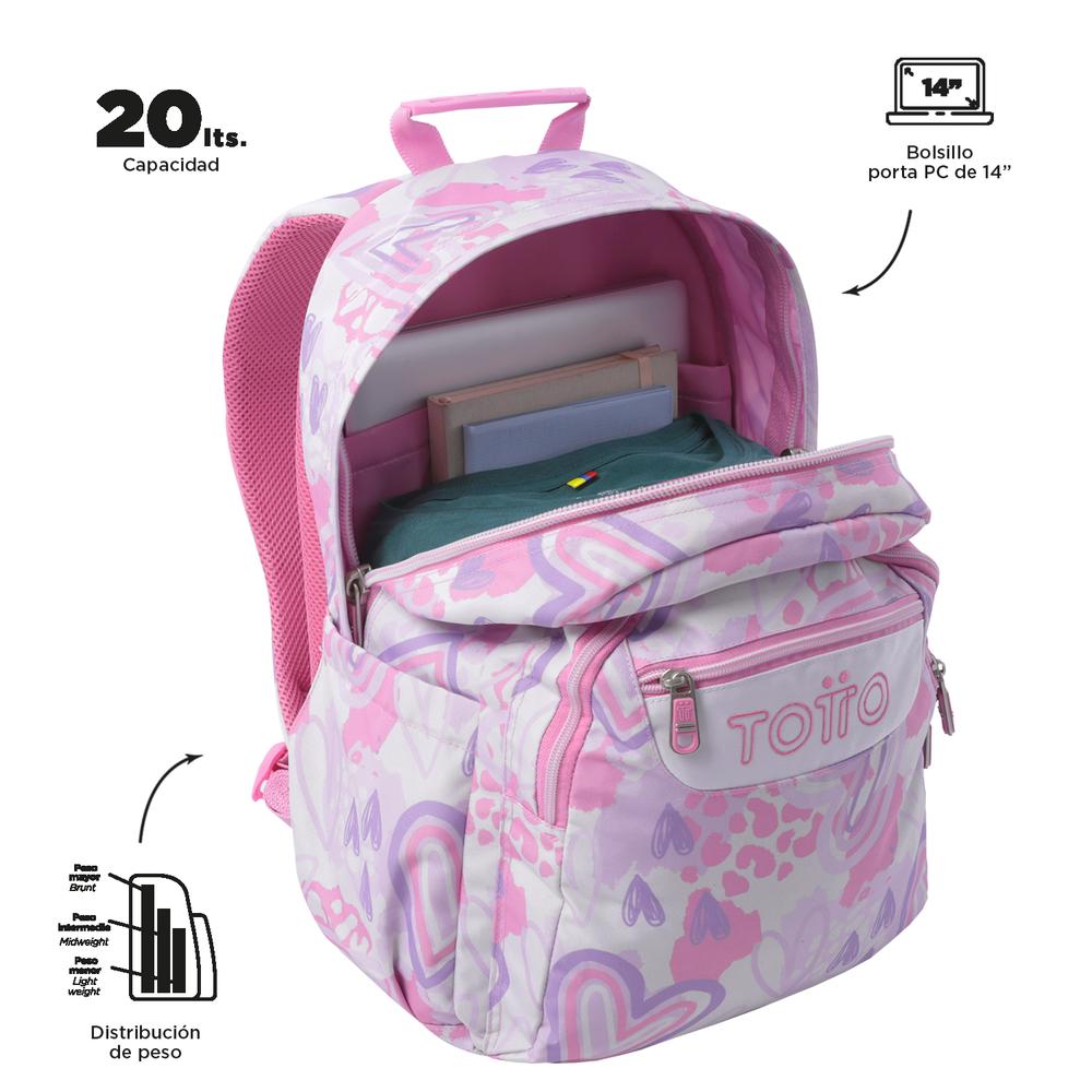 Foto 5 pulgar | Mochila Totto Acuarela 24160-6hf Rosa Rosa