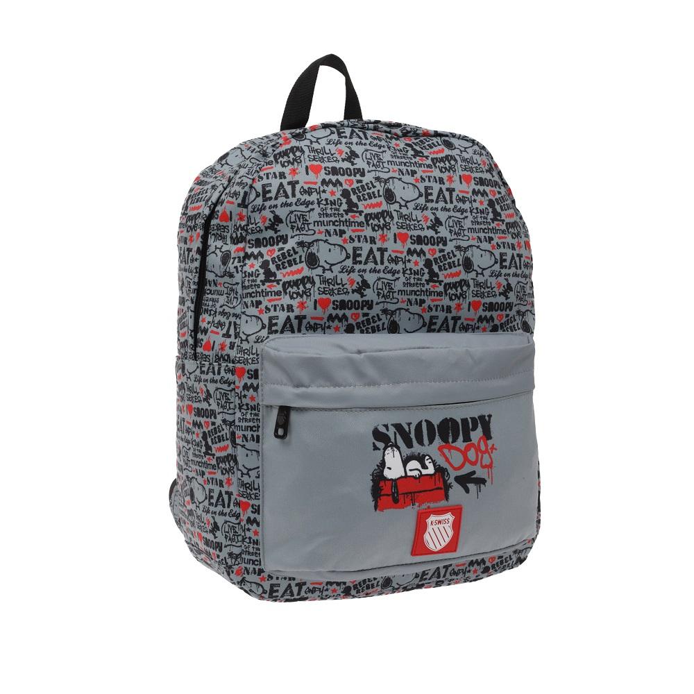 Foto 4 pulgar | Mochila K-swiss Snoopy Graffiti 2 Gris