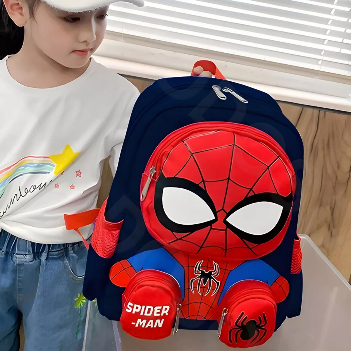 Foto 4 pulgar | Mochila Spider-Man 3D Azul Preescolar