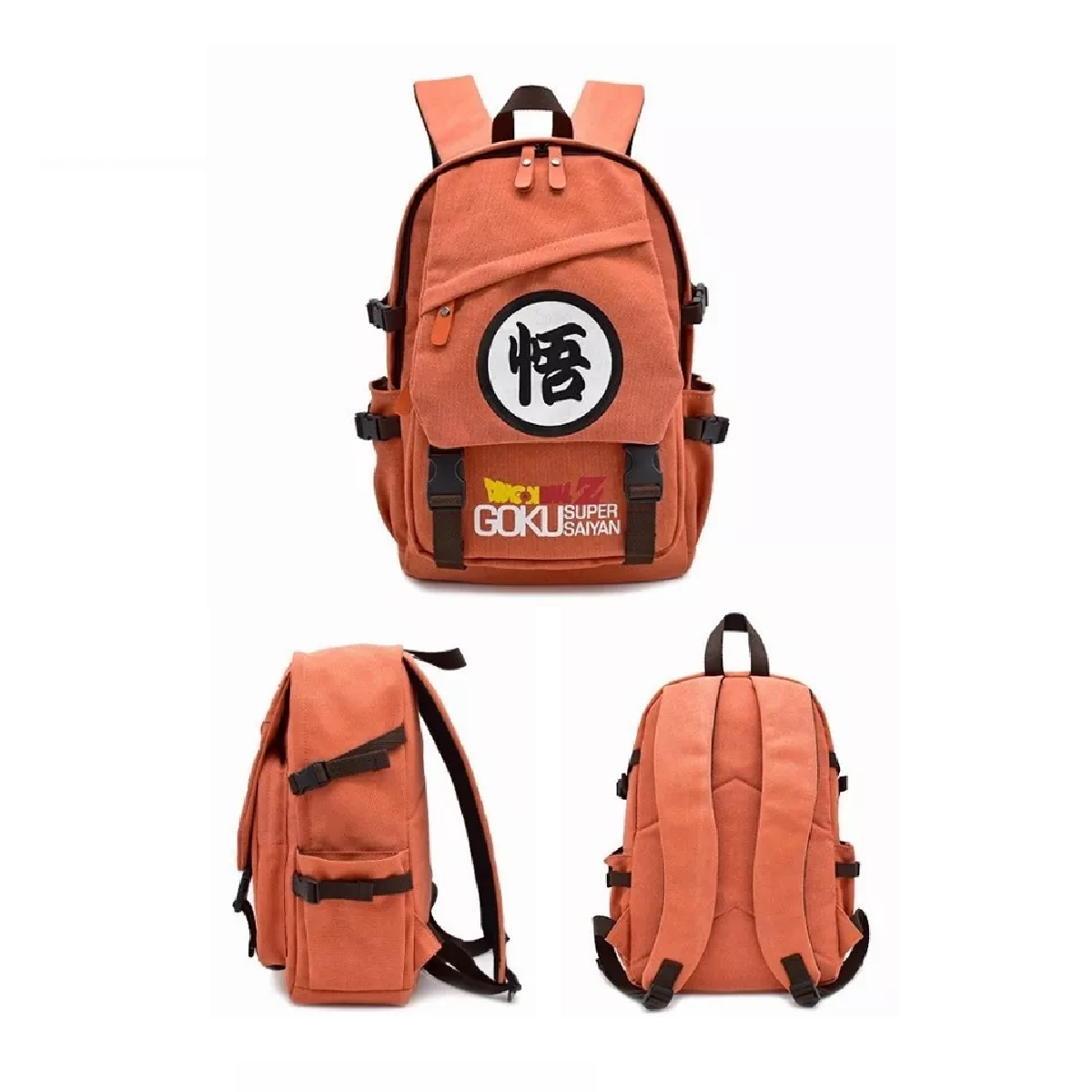 Foto 5 pulgar | Dragon Ball Anime Canvas Backpack De Alta Calidad Naranja